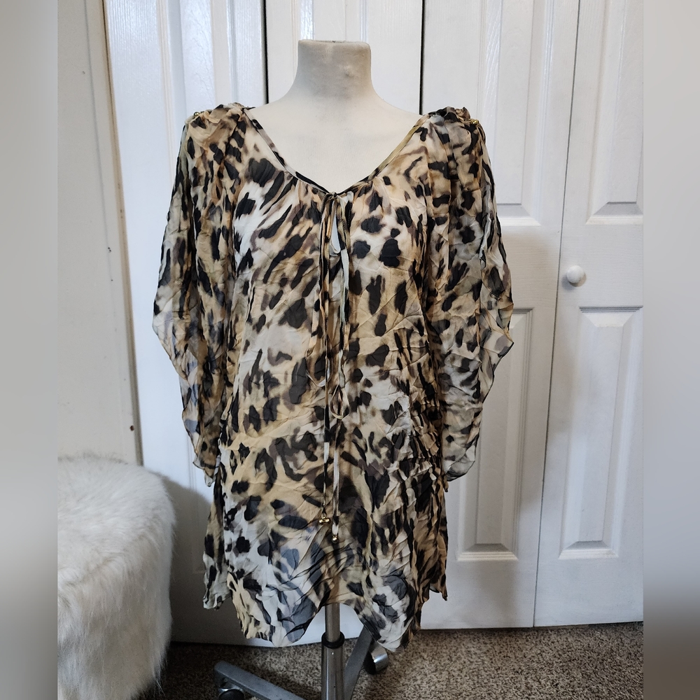 NWT Yoana Baraschi Silk Animal Print Tunic Top